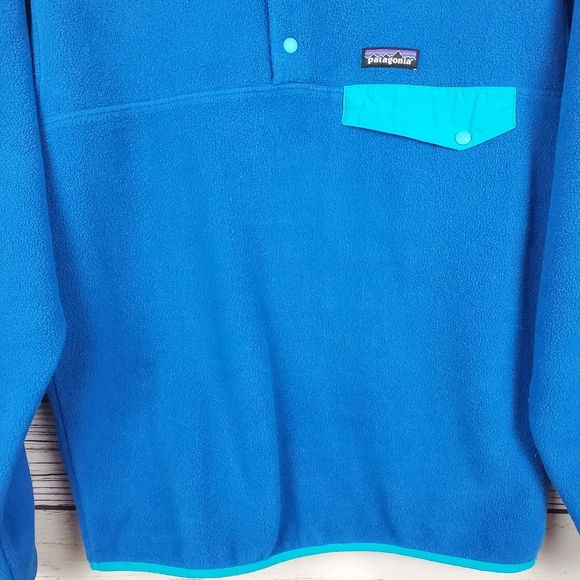 Patagonia Synchilla Mens Medium Blue Fleece Snap-T Lightweight Pullover - Picture 3 of 10